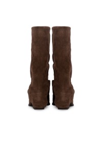 Rückansicht der CELESTE Stiefel aus dunkelbraunem Wildleder