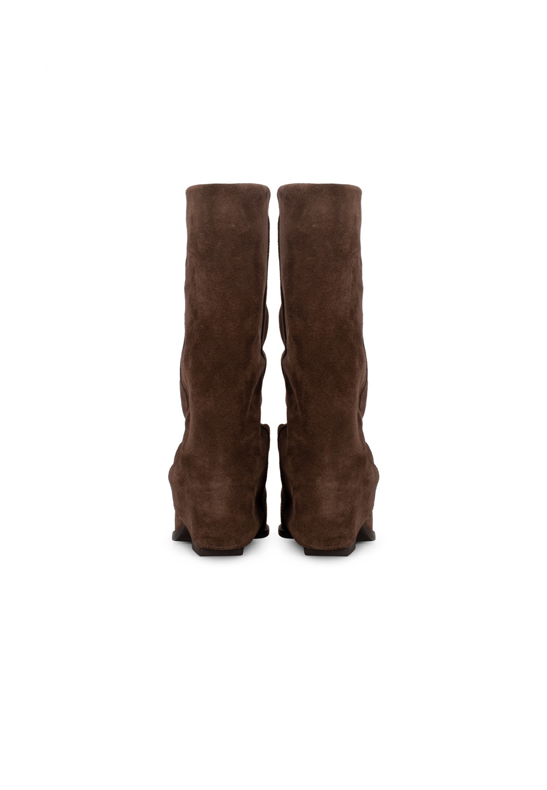 Rear view of the CELESTE boots in dark brown suede
