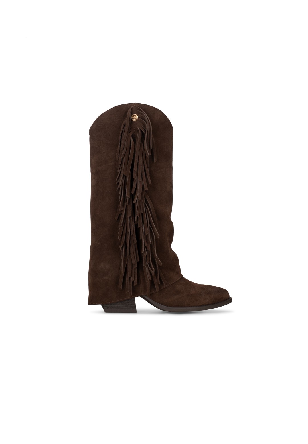 HABOOB ELODIE dark brown suede boot – angled front view