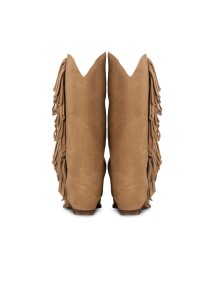 Light brown suede boots back view