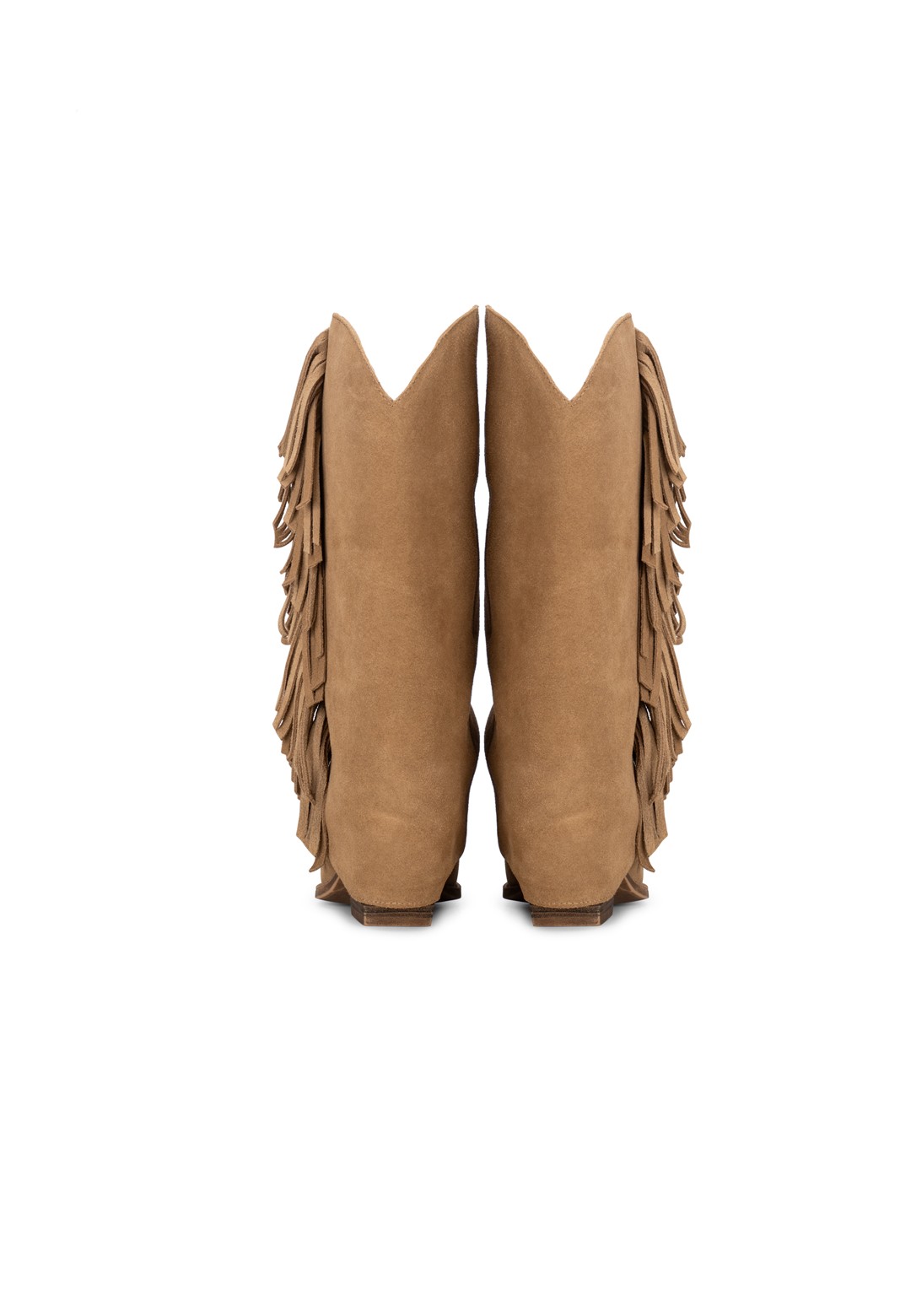 Light brown suede boots back view