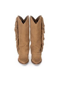 Light brown suede boots front view