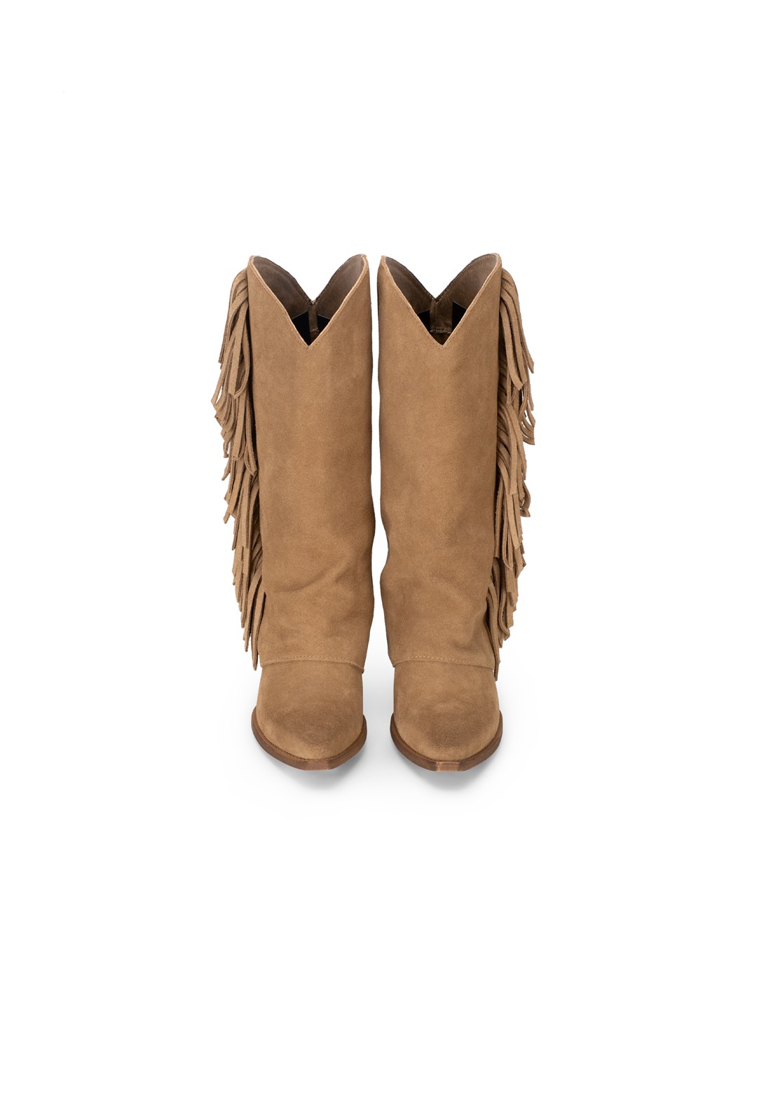 Hellbraune Wildleder-Stiefel Vorderansicht