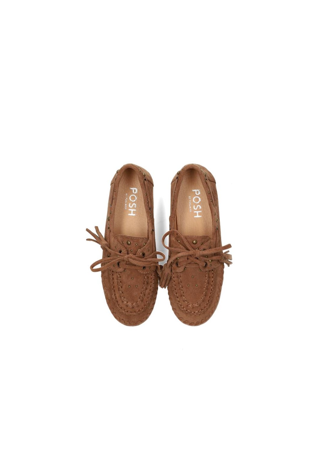 Top view brown TAYLOR loafers as pair