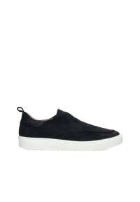 Gregory navy suede slip-on – side view with white sole