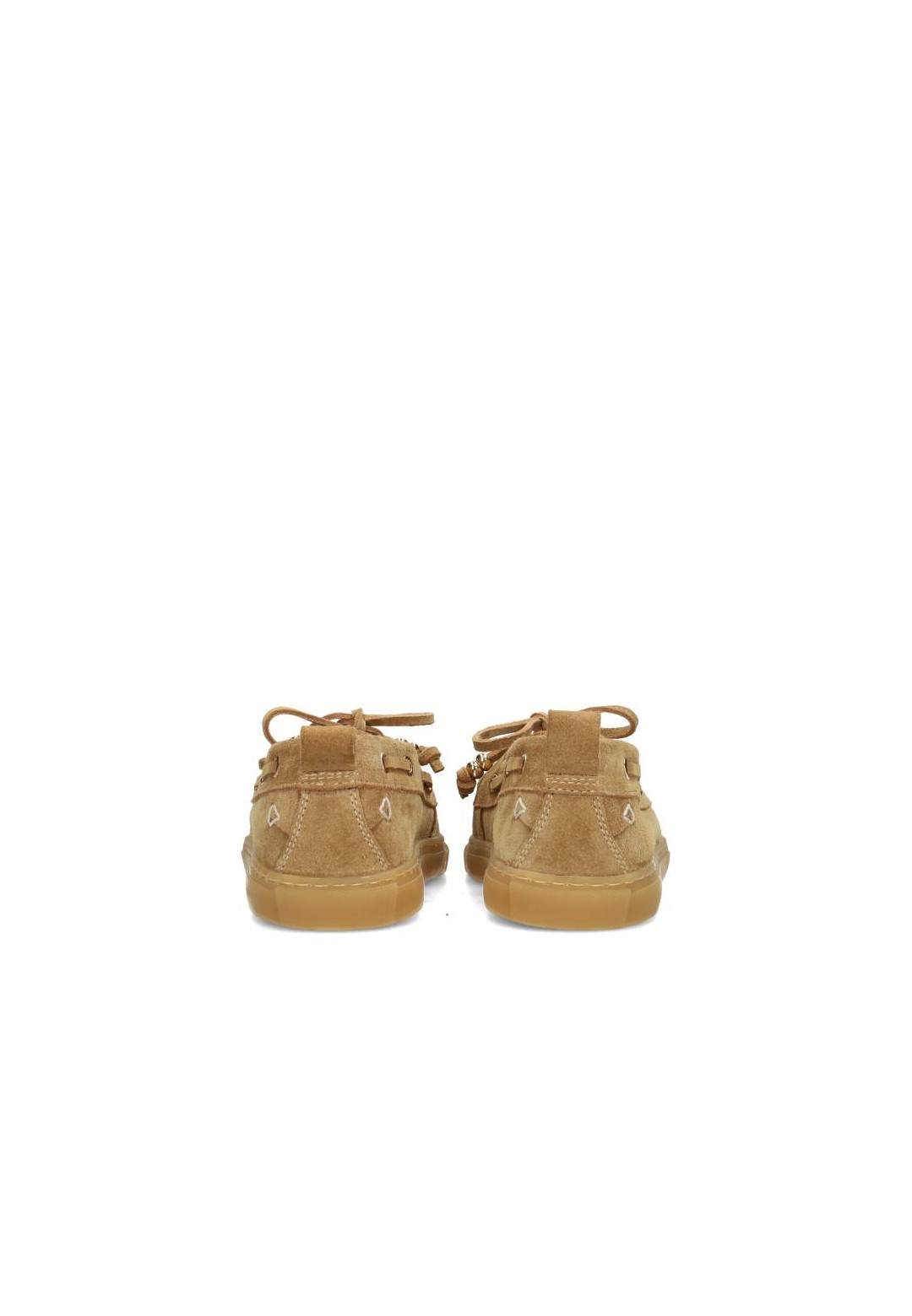 Beige suède loafers met strikdetail – achteraanzicht
