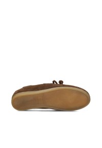 donkerbruine suède loafers dames zool detail