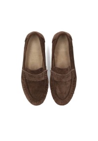 Top view of the dark brown suede SAMMY loafers
