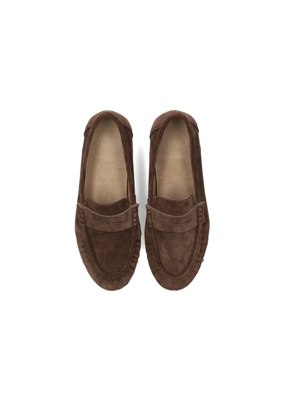 Top view of the dark brown suede SAMMY loafers