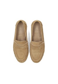 Top view of the light taupe suede SAMMY loafers