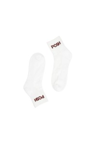 Weiße Baumwollsocken mit rotem POSH-Logo – POSH by Poelman Socken