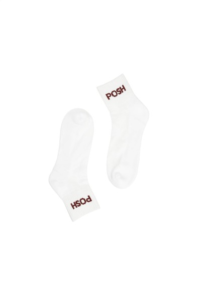 Weiße Baumwollsocken mit rotem POSH-Logo – POSH by Poelman Socken