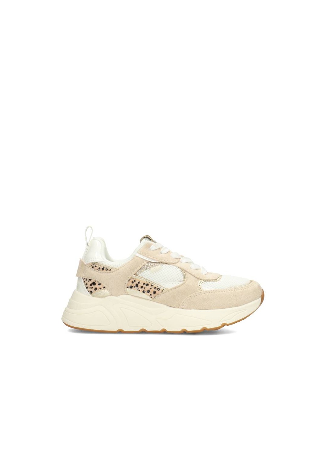 Zijaanzicht van POSH by Poelman ROSIE meisjes sneakers in beige imitatiesuède