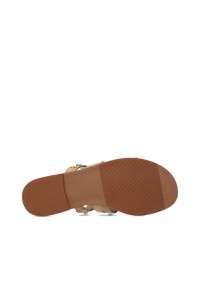 Outsole view of the LINDE sandal with brown sole