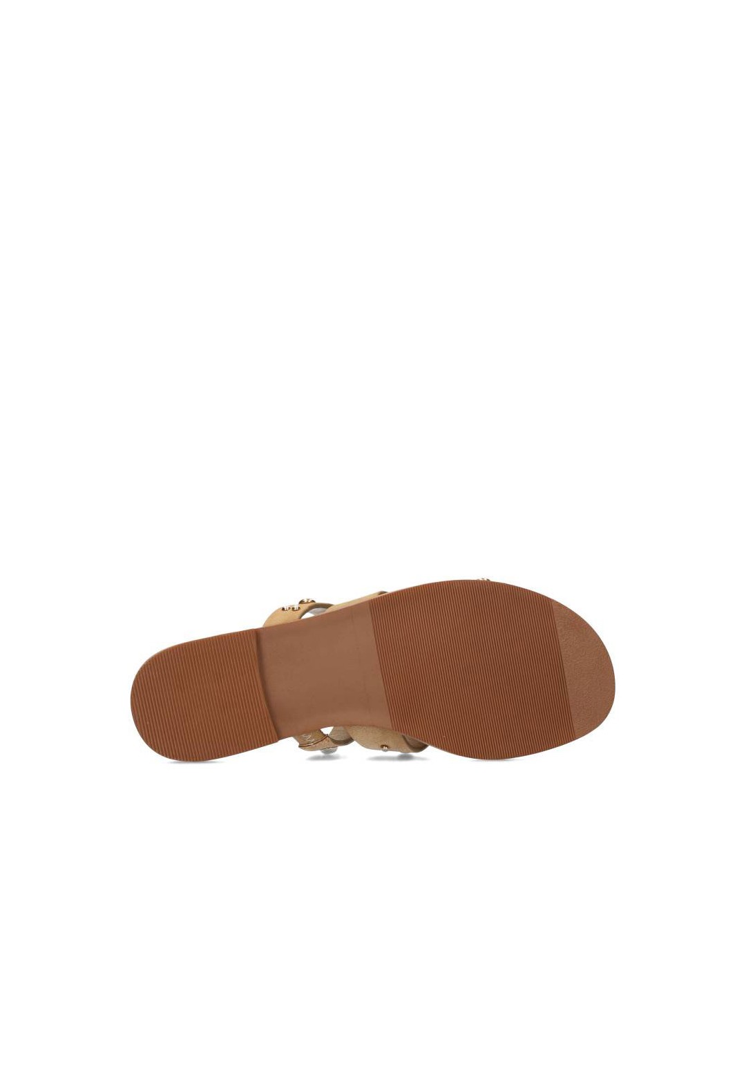 Outsole view of the LINDE sandal with brown sole