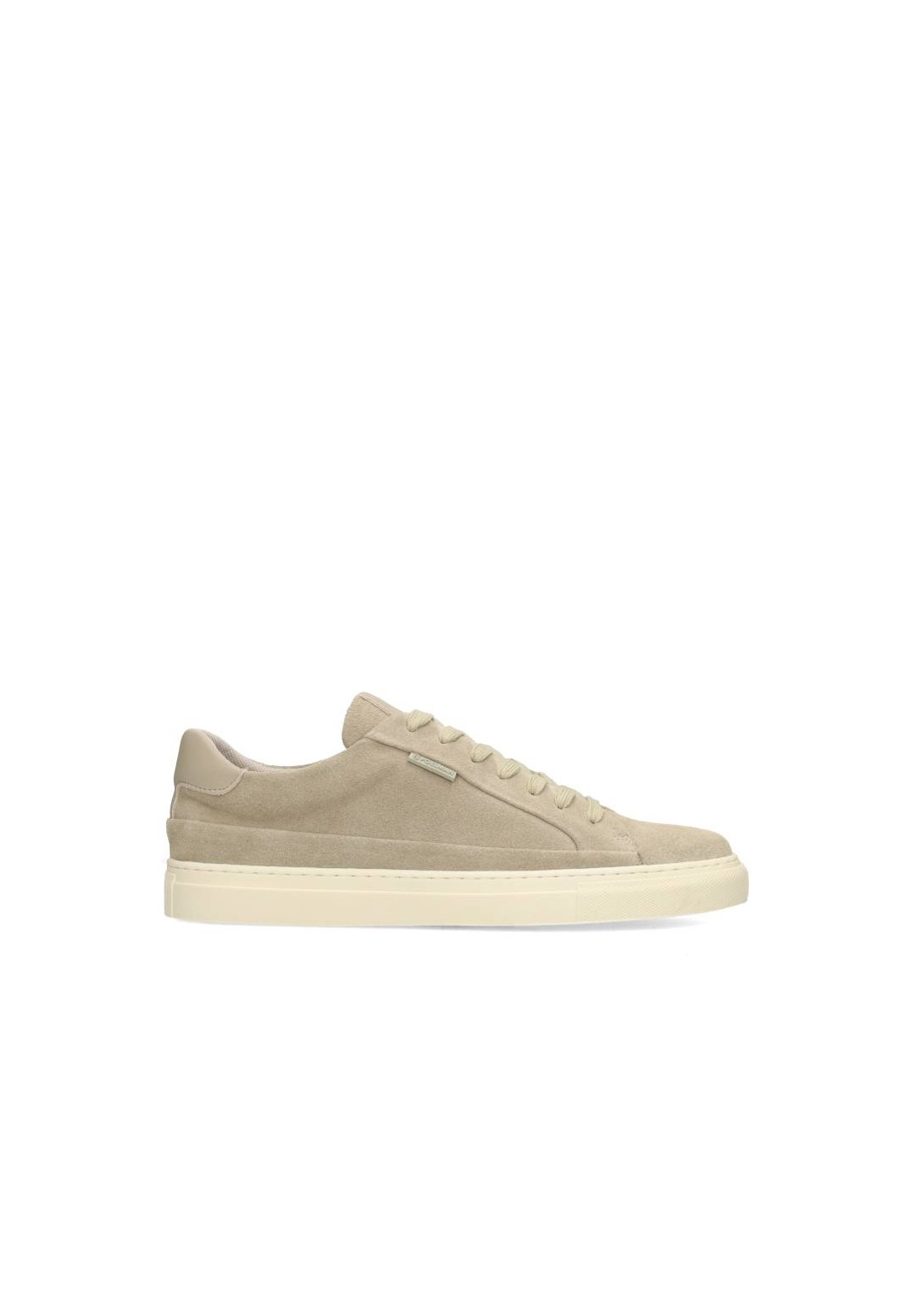 Donkerbeige suede heren sneakers zijaanzicht