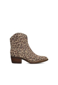 Side view of girls' western boot in leopard print