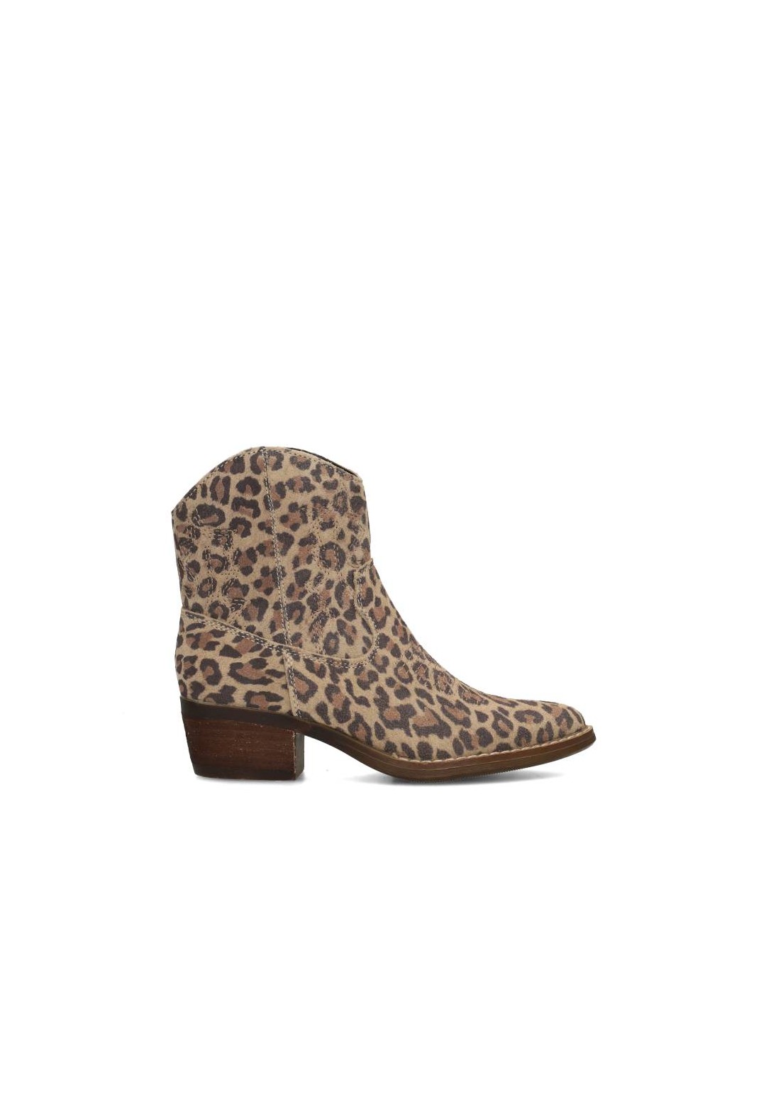 Side view of girls' western boot in leopard print
