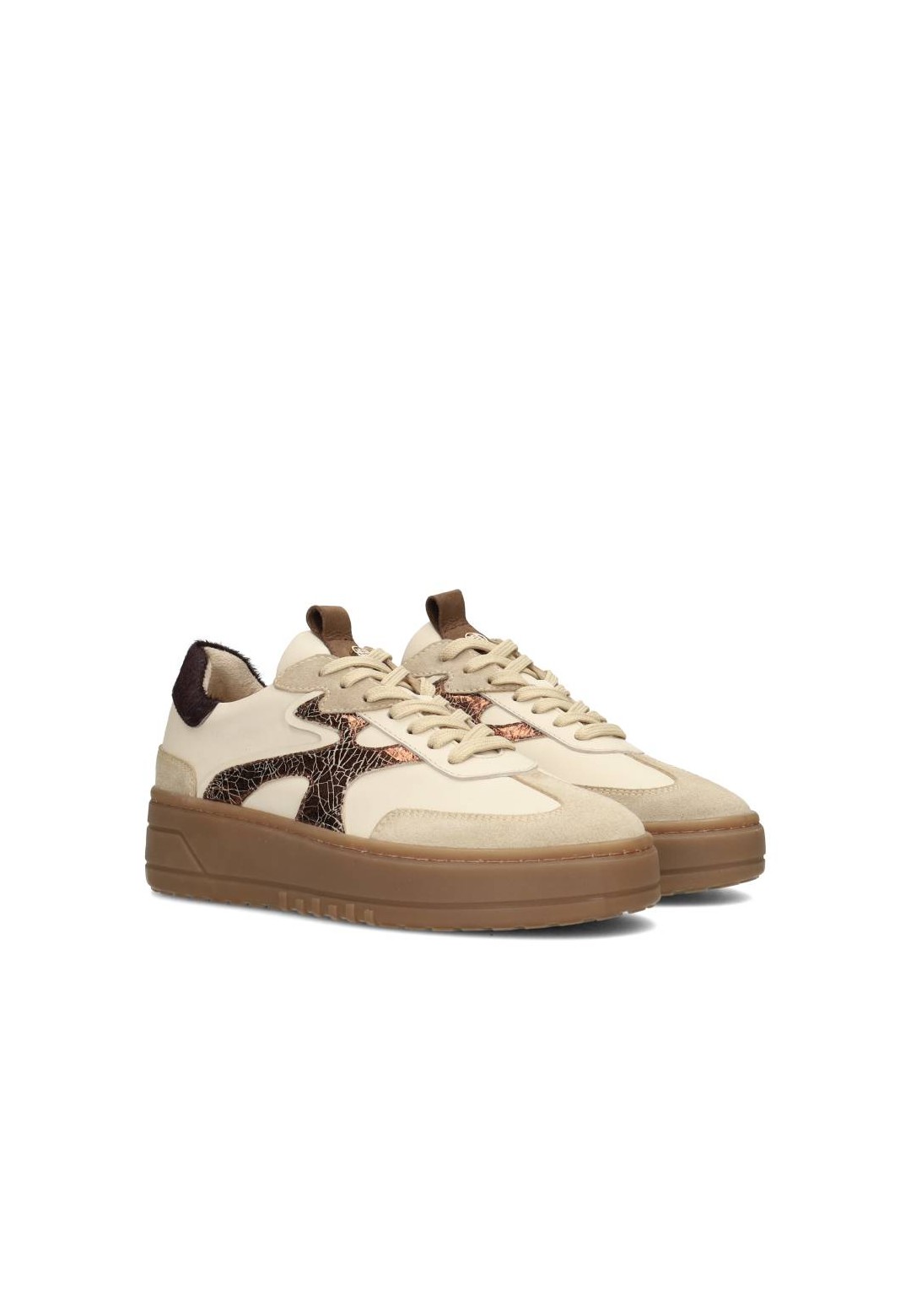 Haboob Anemone dames sneakers beige – schuin vooraanzicht