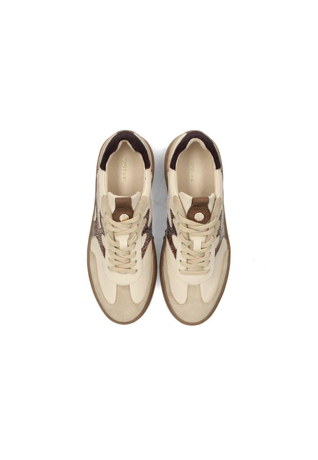 Haboob Anemone dames sneakers beige – bovenaanzicht paar