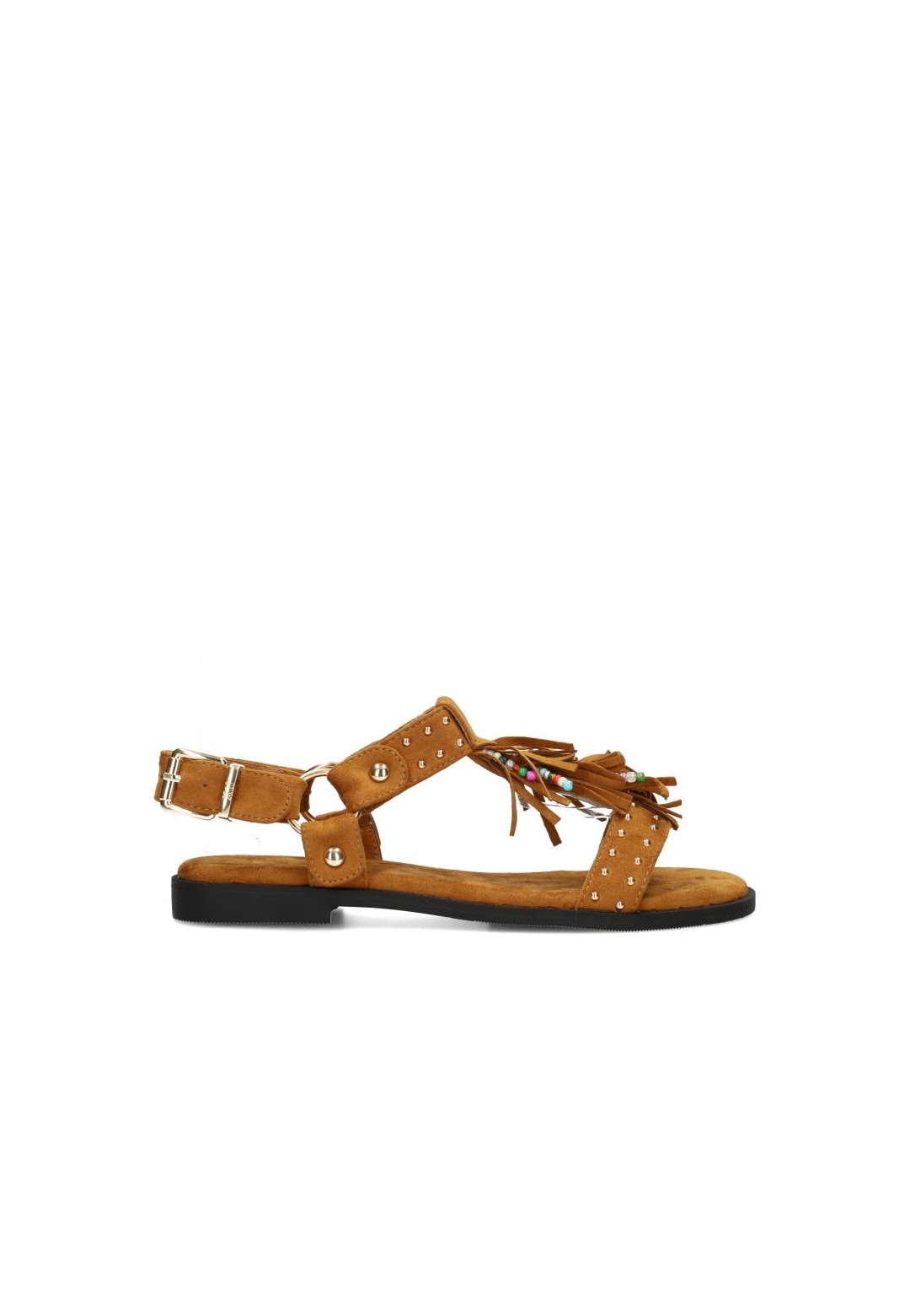 Zijkant van de POSH by Poelman NATALIA dames sandaal in cognac leer