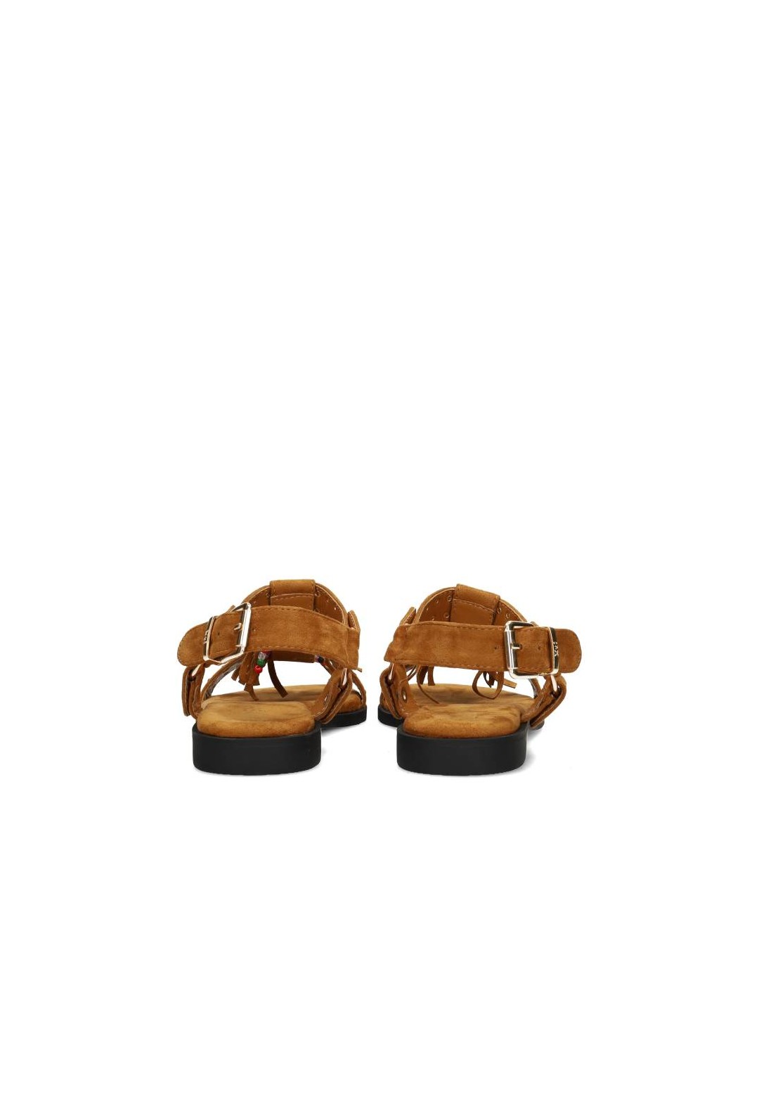 Rear view of the cognac NATALIA sandals with adjustable strap
