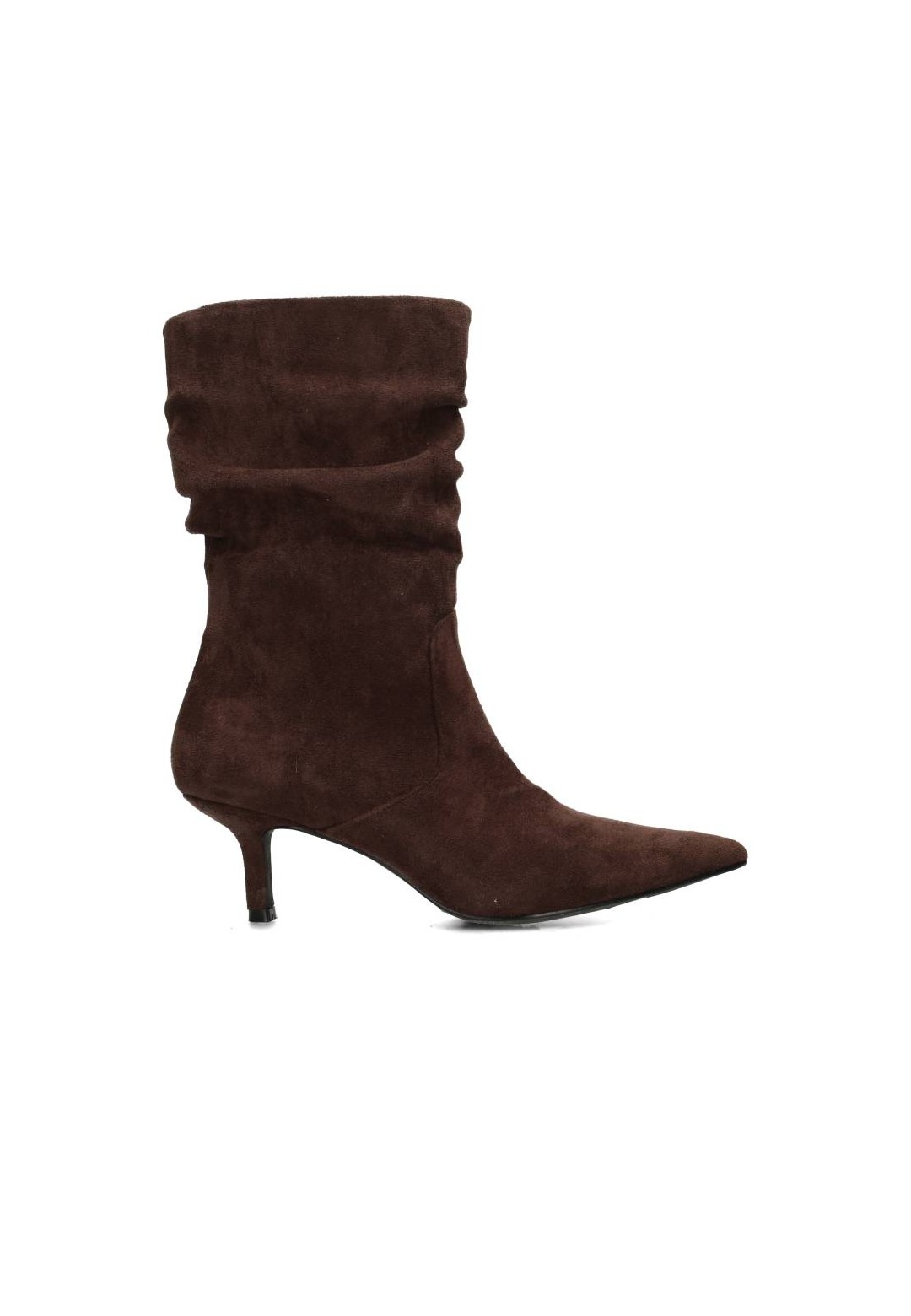 Braune Slouchy-Stiefelette von POSH by Poelman aus Imitat-Wildleder, Seitenansicht links