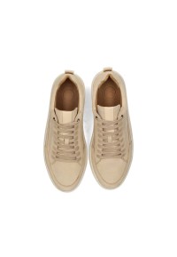 Draufsicht der ENZO Herren-Sneakers mit beigem Obermaterial und Schnürung