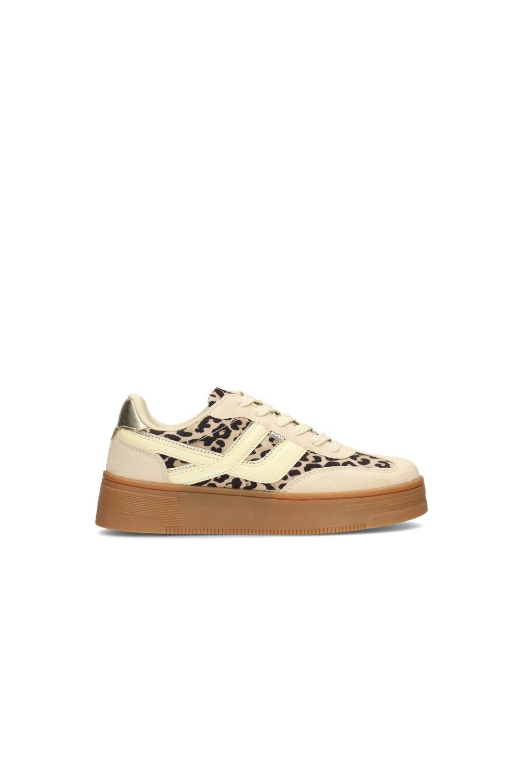 Georgia sneaker van POSH by Poelman met leopardprint en beige upper, zijaanzicht