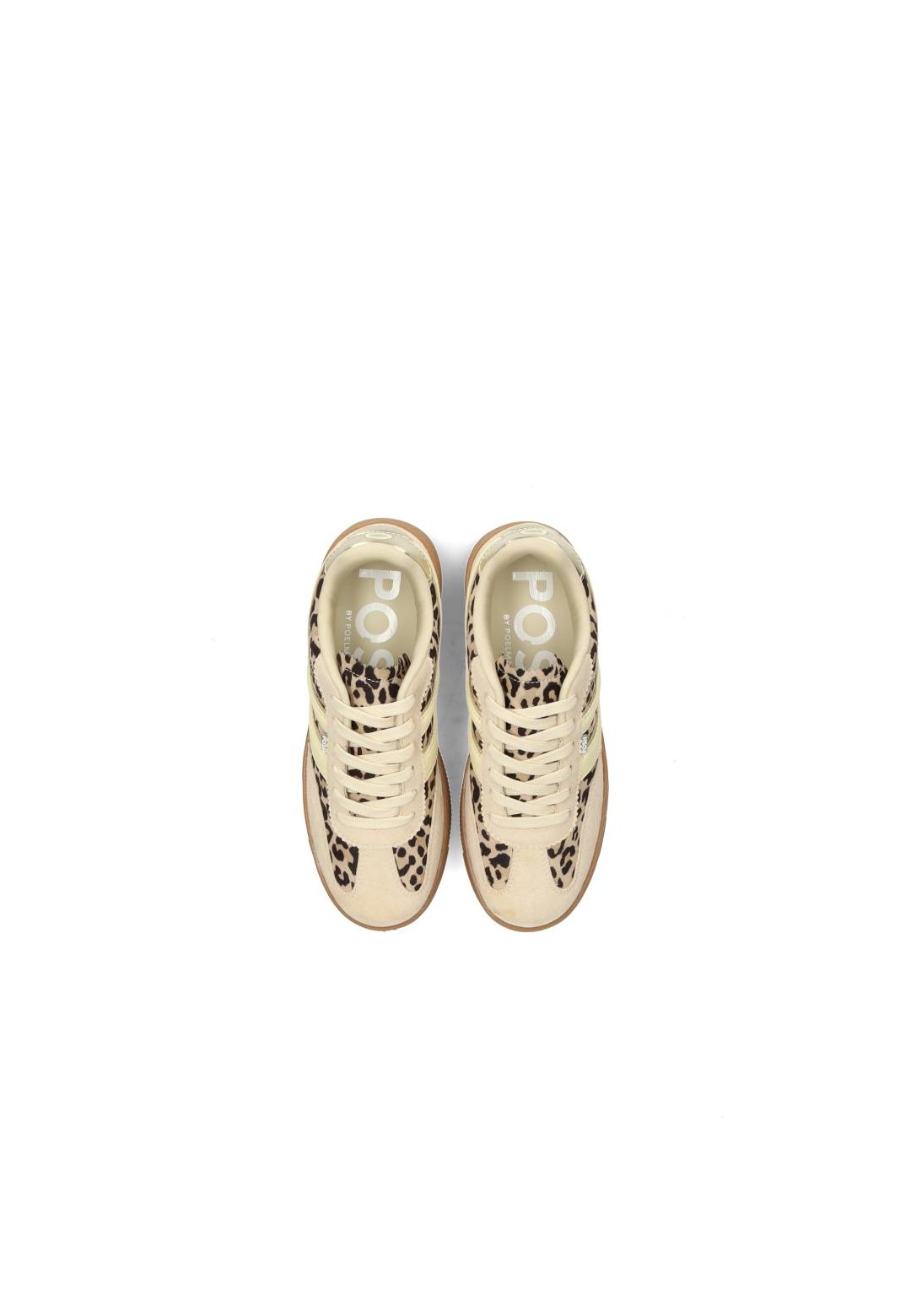 Bovenaanzicht van Georgia sneakers met leopardprint en beige details