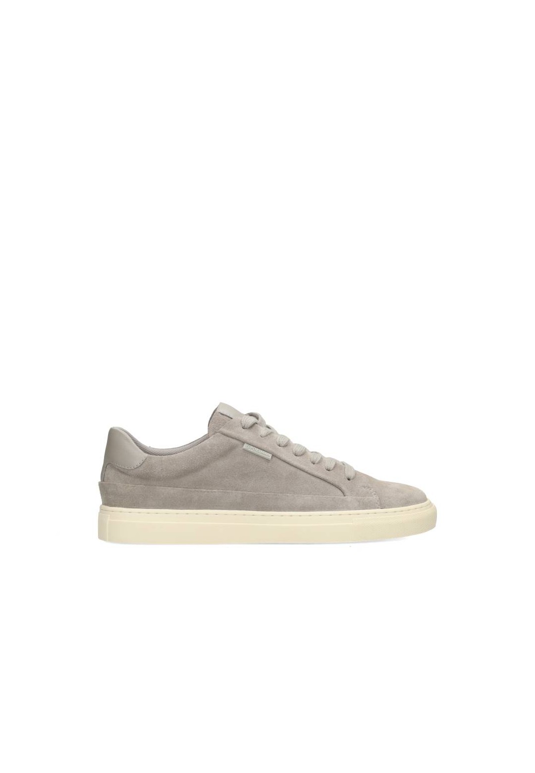 Donkergrijze suède heren sneakers zijaanzicht