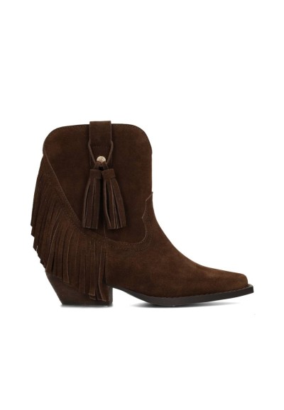 Dark brown suede HABOOB western boot with fringes – side view