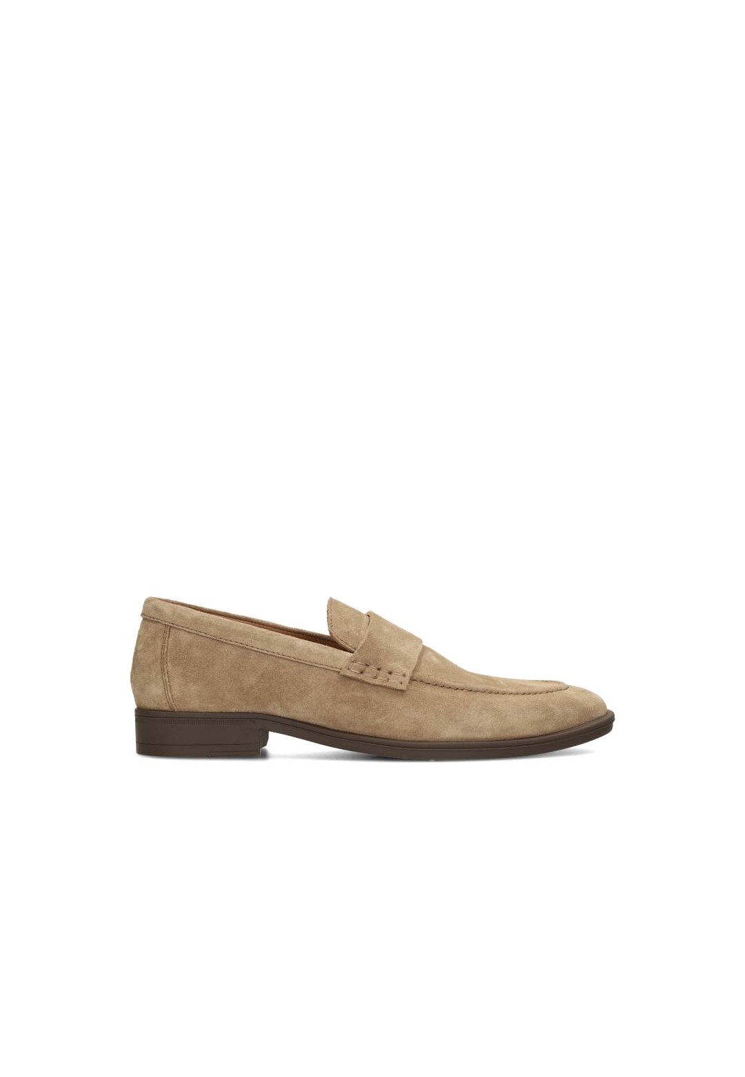 Side view of the PS Poelman JIM men’s loafer in brown suede
