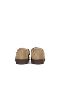 Rear view of the brown JIM loafers with low heel