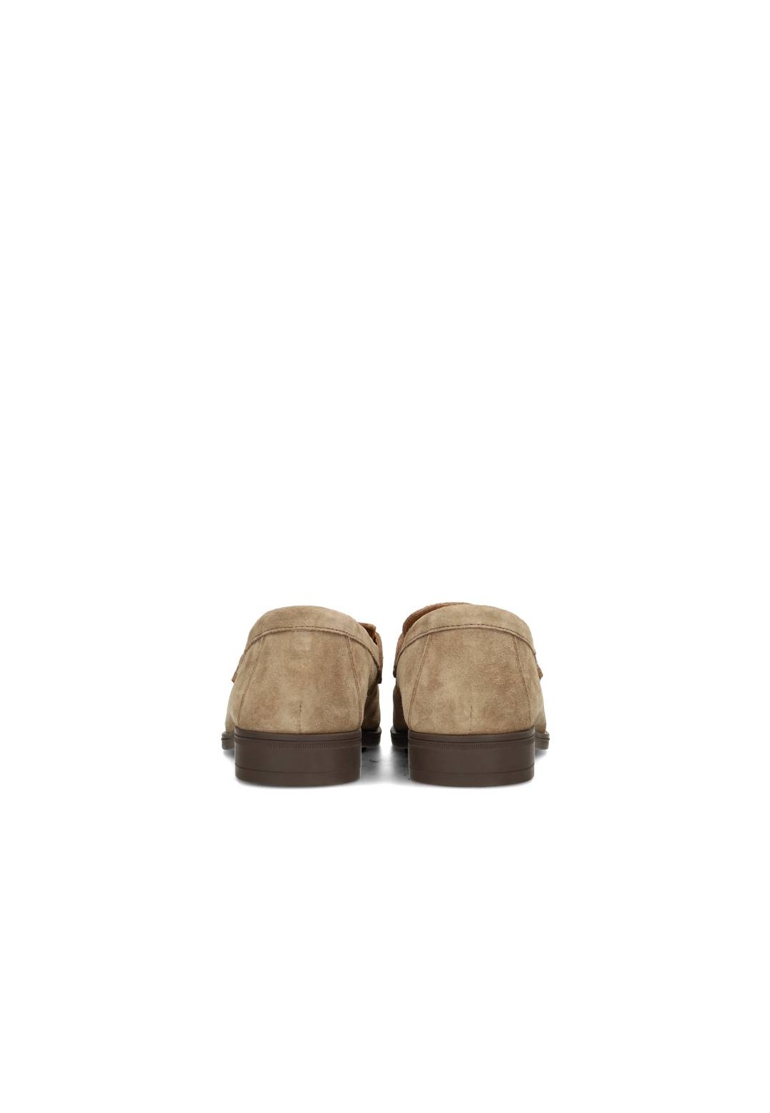 Rear view of the brown JIM loafers with low heel