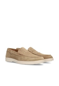 Angled side view of the taupe TIVOLI men’s loafers