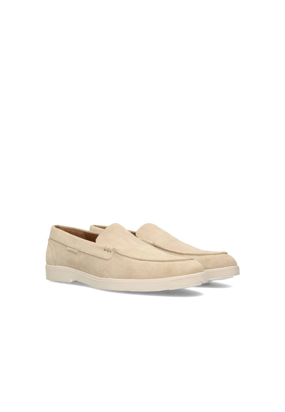 Angled front view of the beige TIVOLI loafer pair