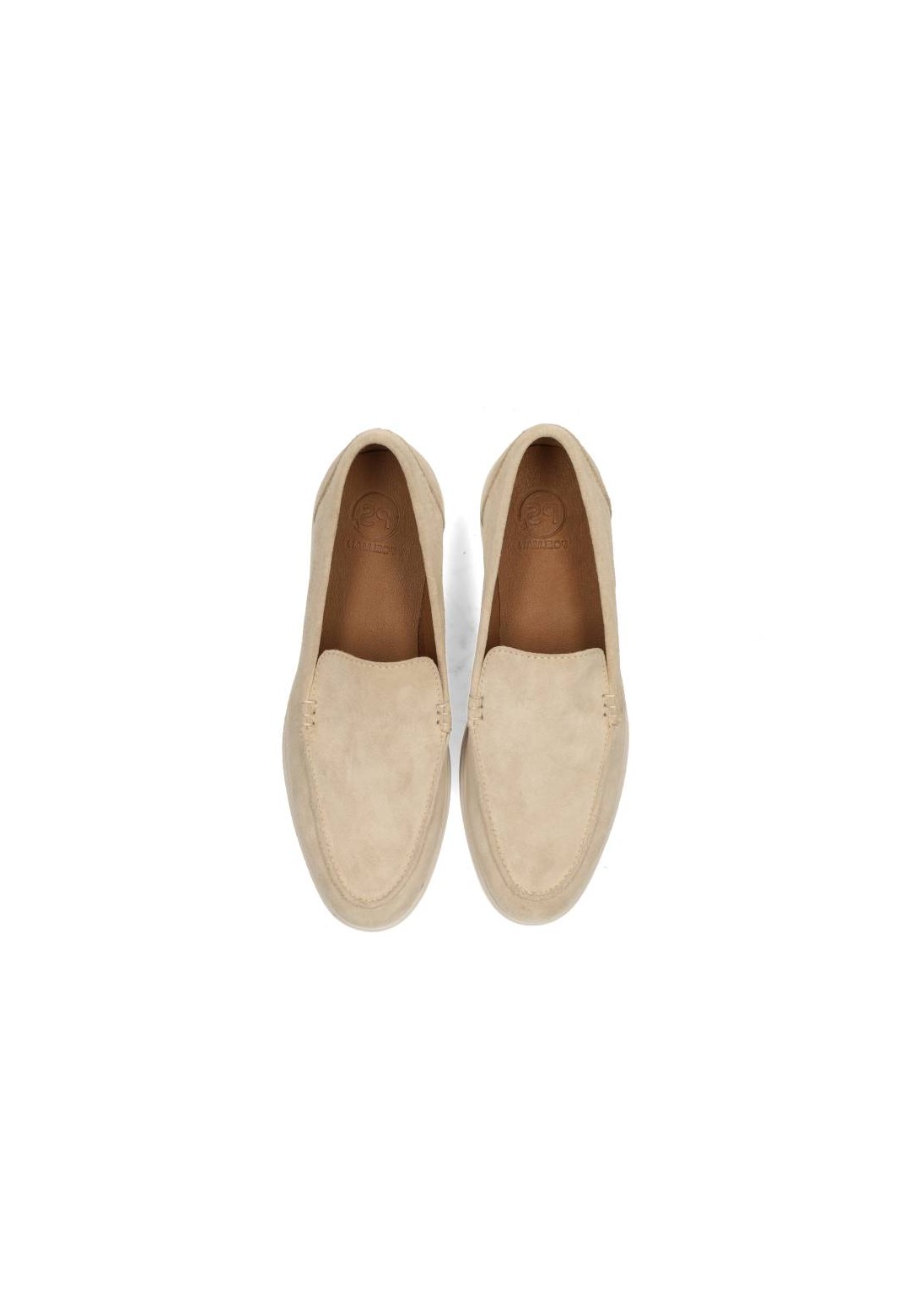 Top view of the beige suede TIVOLI loafers