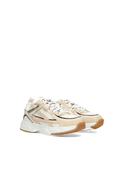 Schuine vooraanzicht van de ZARA meisjes sneakers met roze accent