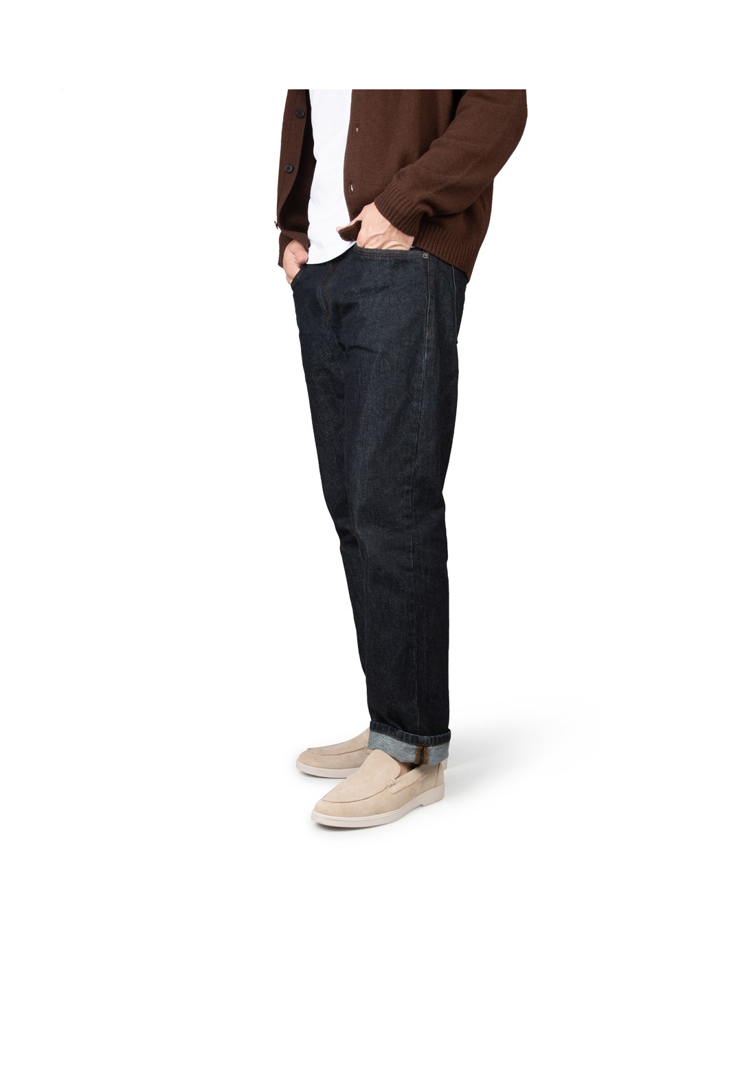 Slipper mit Jeans getragen – Vorderansicht