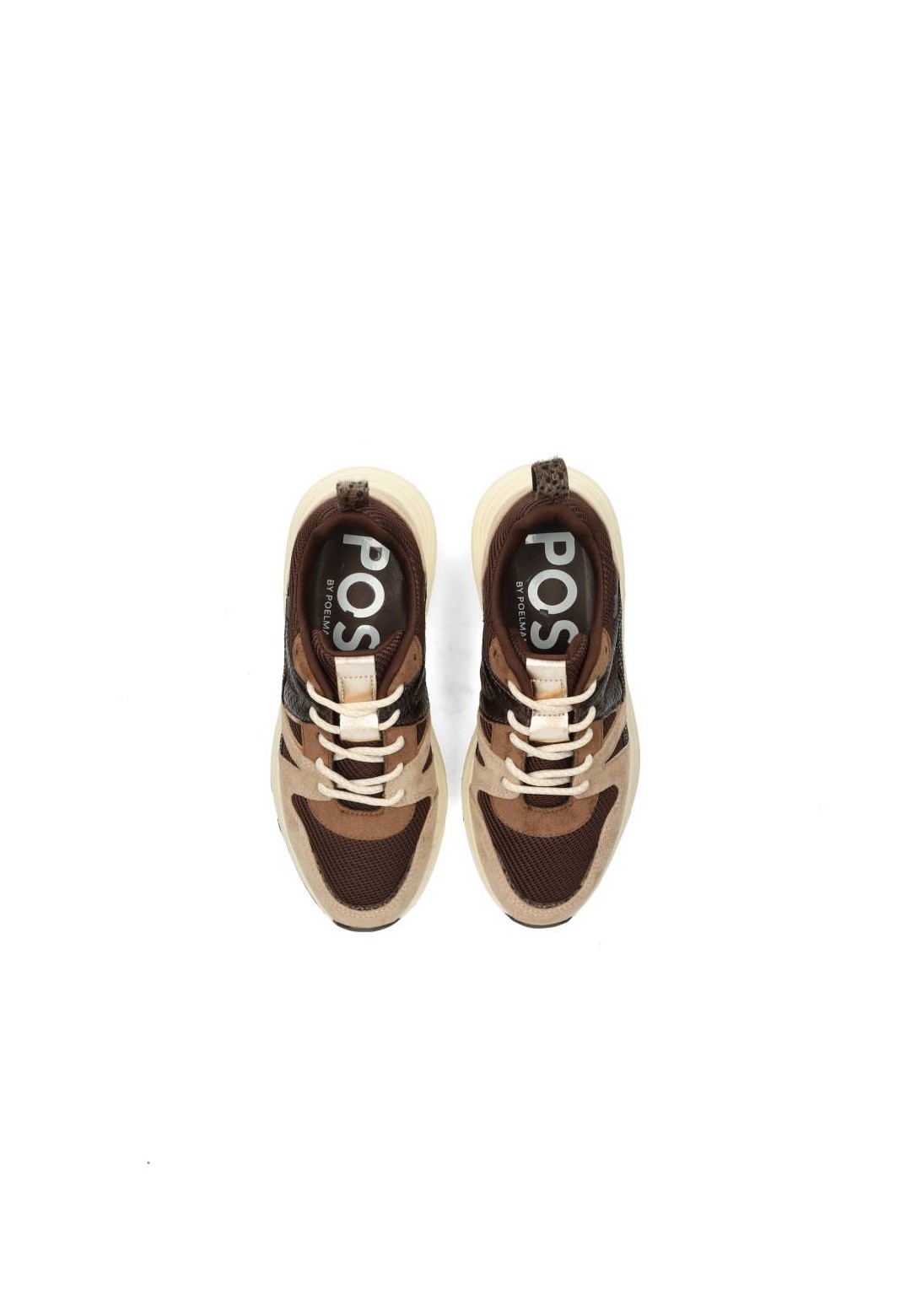 Top view of a pair of CAROCEL sneakers with POSH logo on the insole
