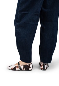 Gina cow print ballerinas worn – rear view