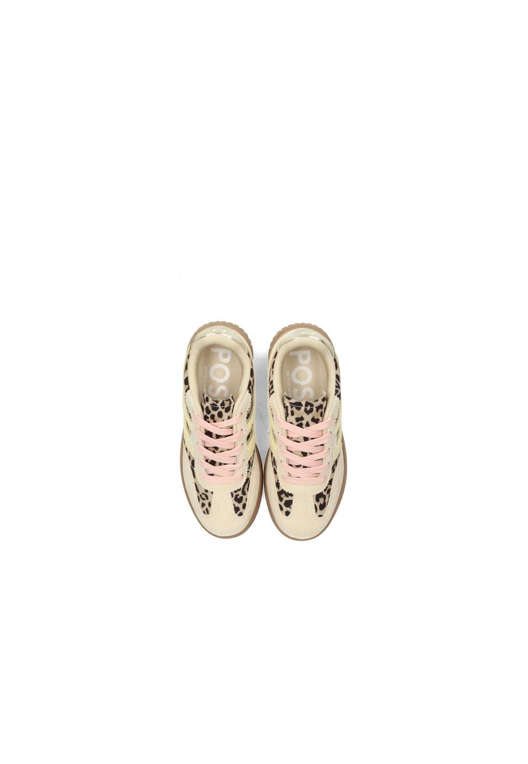 Bovenaanzicht van de DANYA meisjes sneakers met roze veters