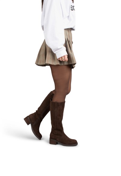 MAYA boots worn with skirt – angled side view