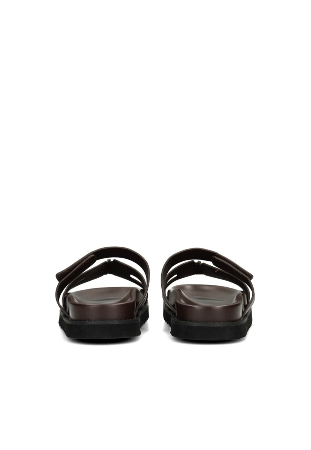 Rear view of the dark brown SCOTTIE sandals
