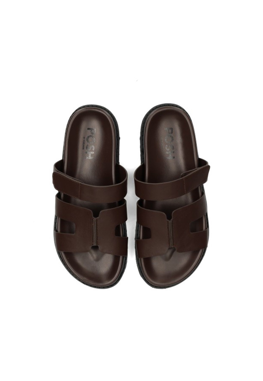 Top view of the dark brown leather SCOTTIE sandals
