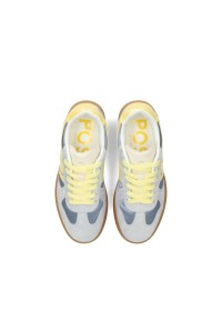 Bovenaanzicht van de FLO sneakers met gele veters