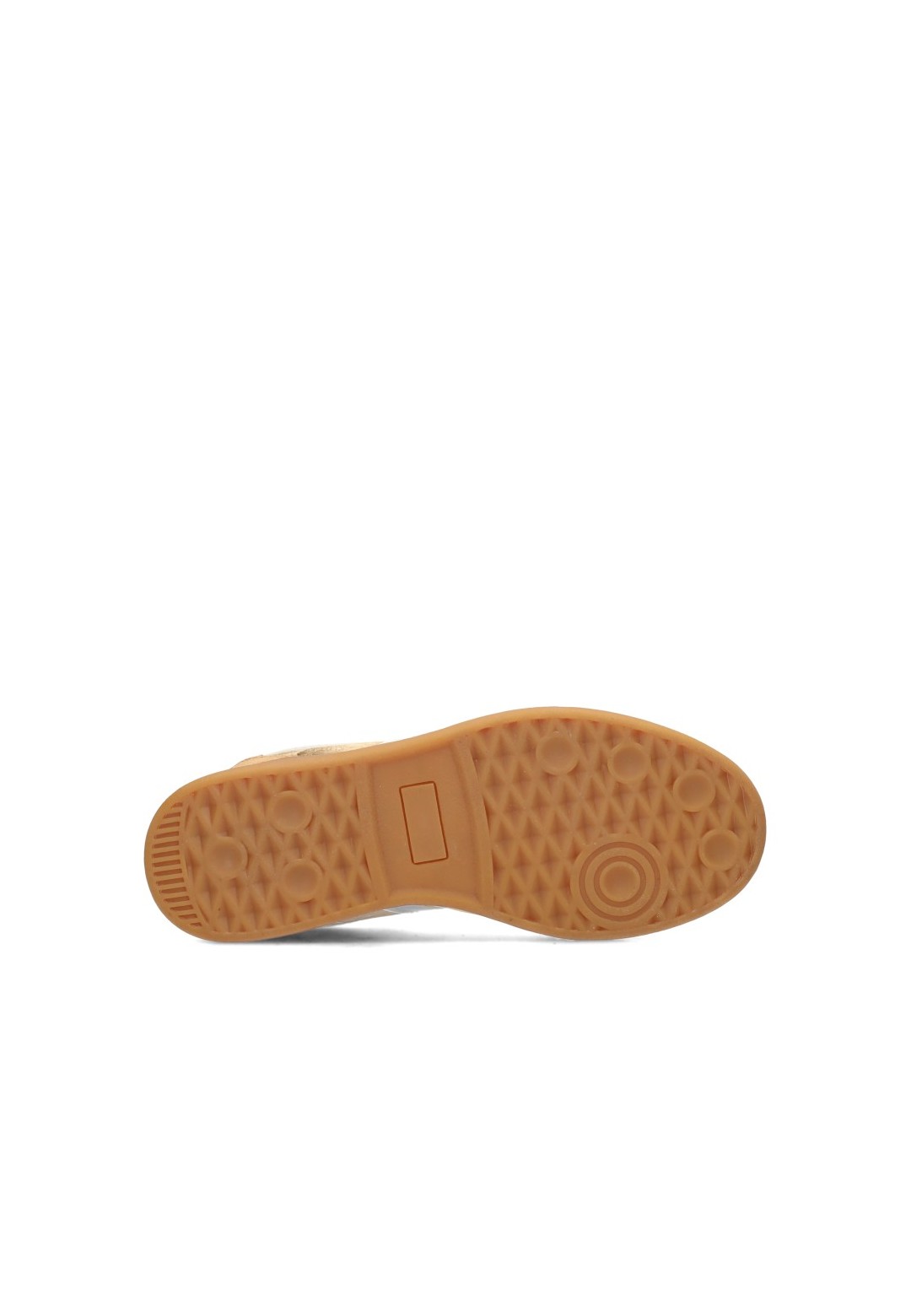 Outsole view of the FLO sneaker with gum-colored tread sole
