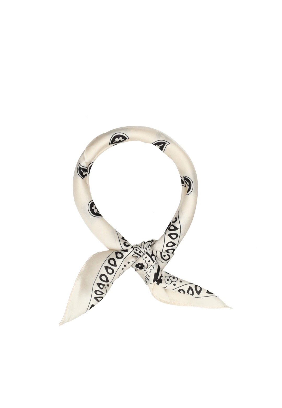 POSH by Poelman cream scarf with black paisley print, trendy women's accessory