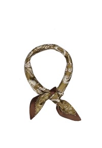 POSH by Poelman groen satijnen sjaaltje met paisley print – gevouwen en geknoopt